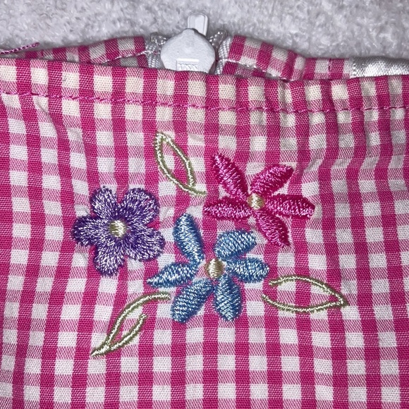 Hanna Andersson pink gingham embroidered flower sundress cotton size 120 6/7 - Picture 8 of 10